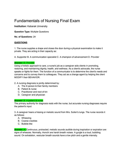 When an illness or health condition. . Fundamental of nursing final exam